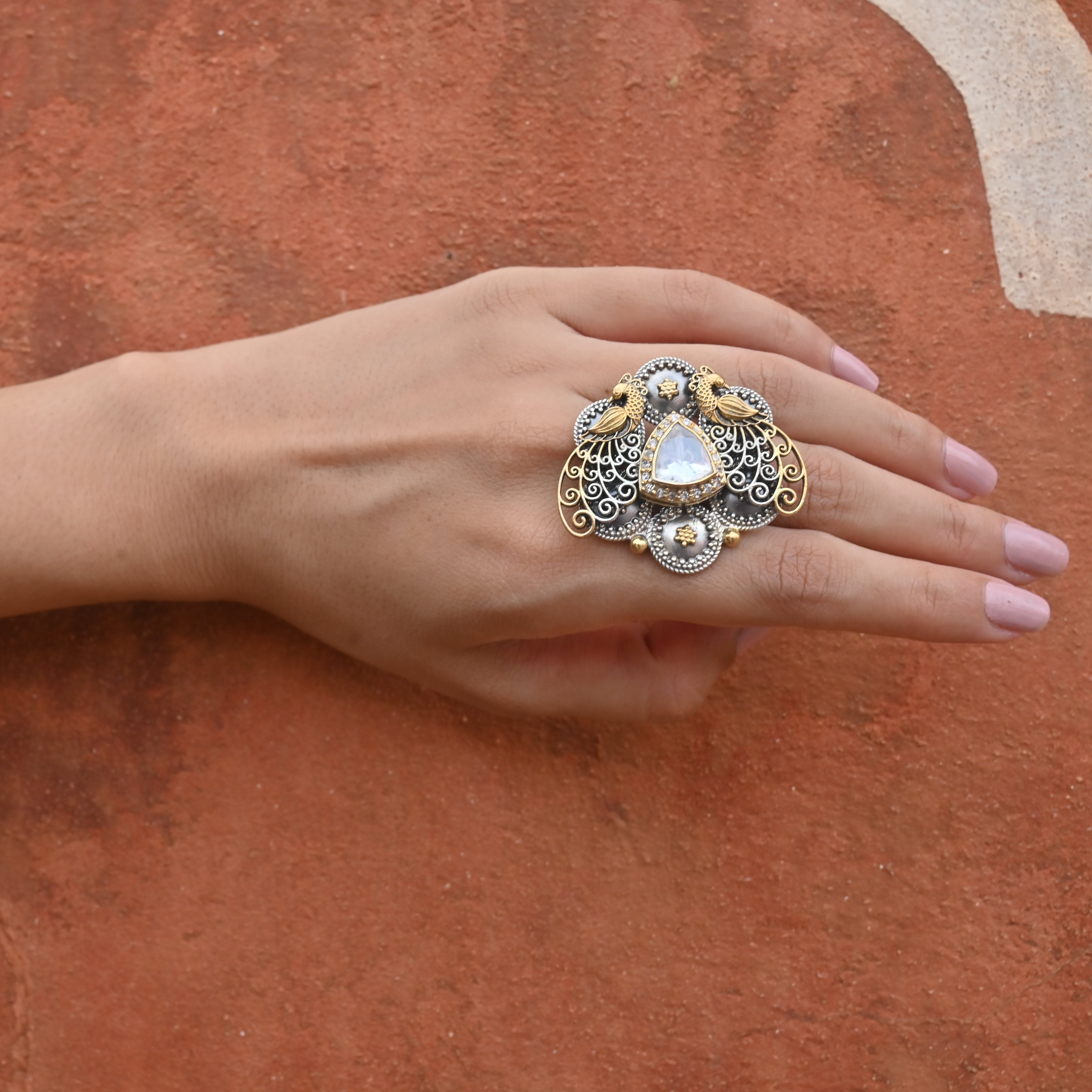 Silver Fusion White Stone Fusion Ring